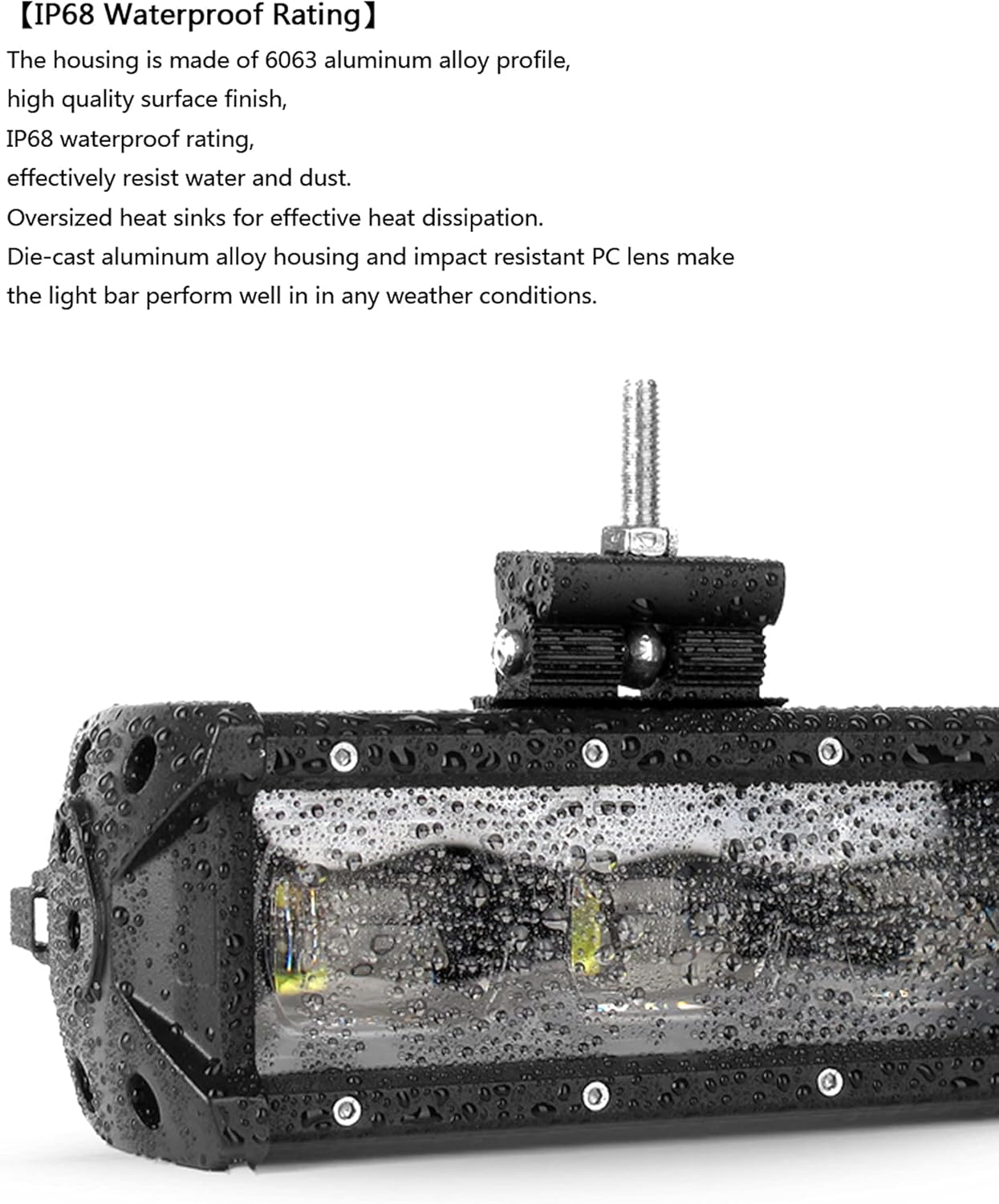 Off Road LED Light Bar 14 Inch 60W Single Row Flood Beam Waterproof E969909