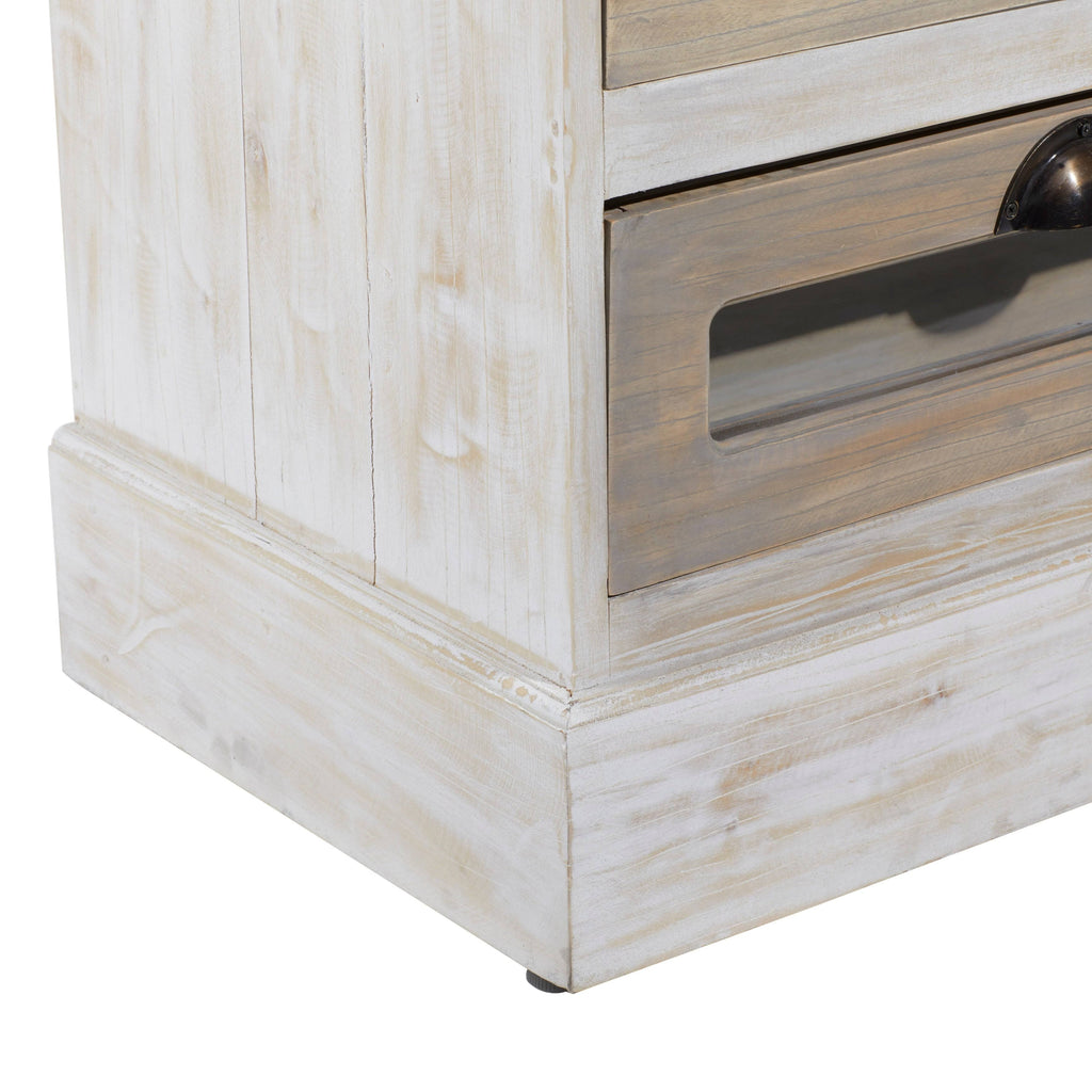 White 6 Drawer Mahogany Wood and Glass Chest Cabinet H5002