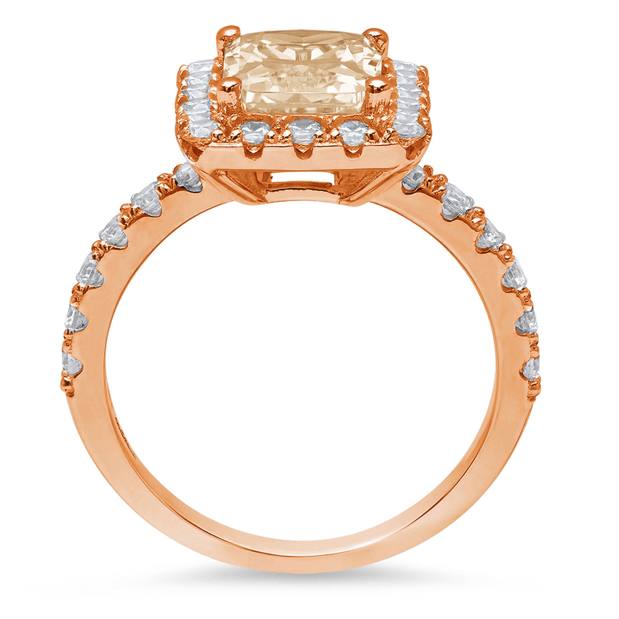 Emerald Cut Brown Morganite Halo Ring I251358