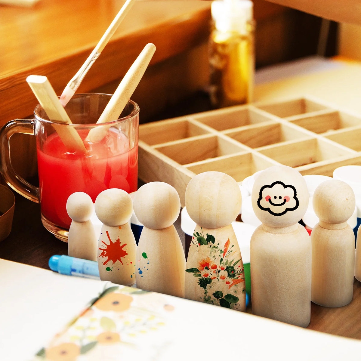 50 Pcs Wooden Peg Dolls Blank Craft Painting E280