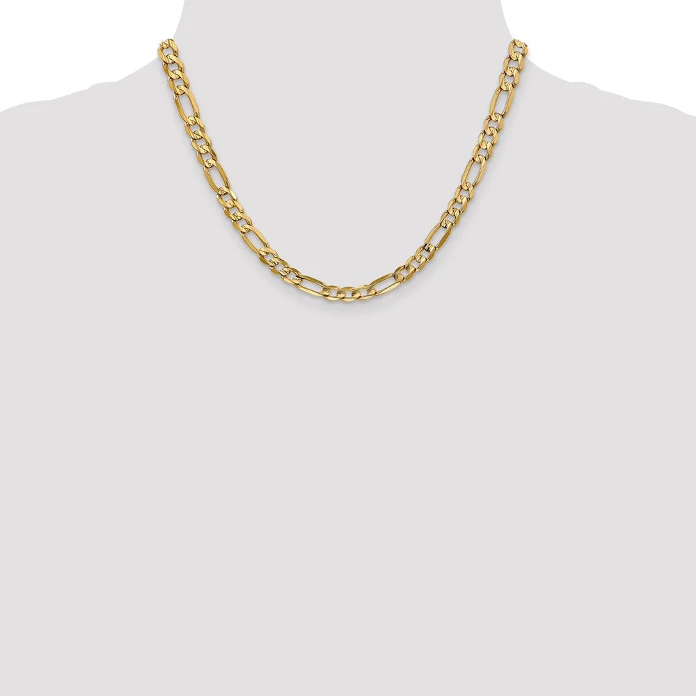 14kt Yellow Gold 6mm Open Figaro Chain 18 inch Lobster Clasp G90974