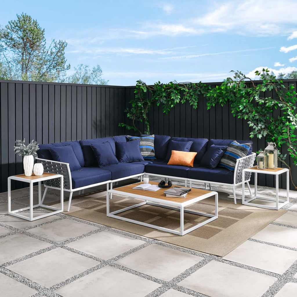 White Navy 8 Piece Outdoor Aluminum Sectional Sofa Set S78438