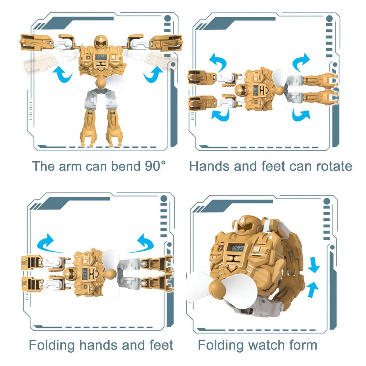 Digital Watch 3 In 1 Deformation Robot Fan O905064
