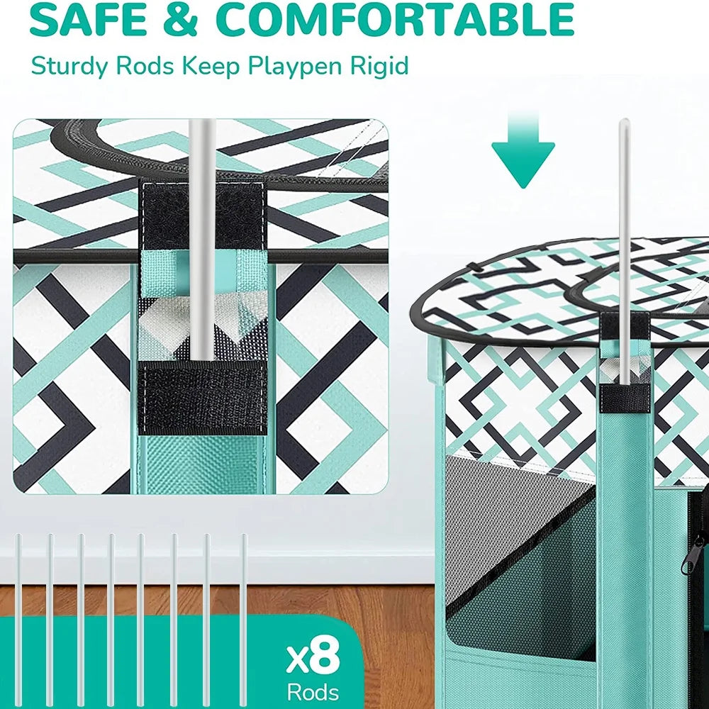 Green Medium Portable Pet Playpen H68979