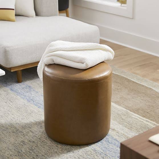 Vegan Leather Small Ottoman D171791