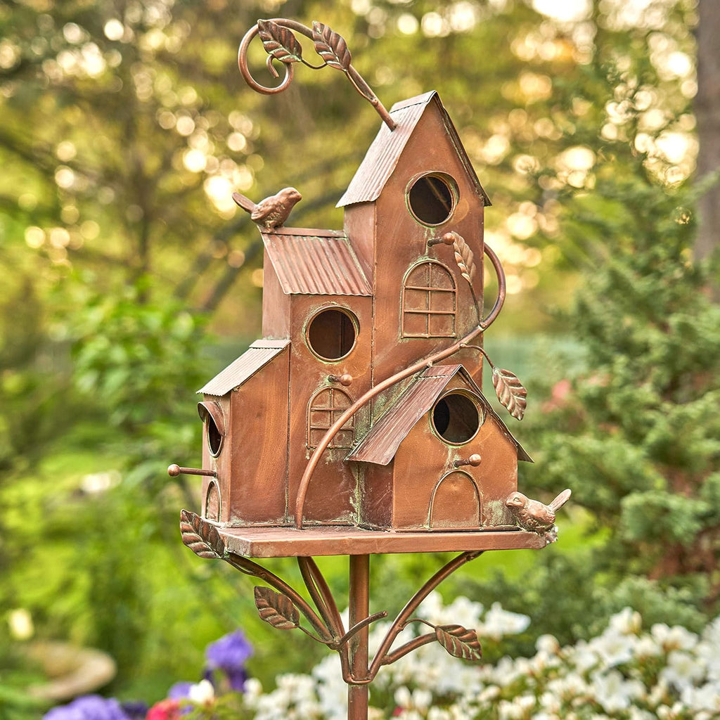 Large Copper Colored Multi-Birdhouse Stakes C806