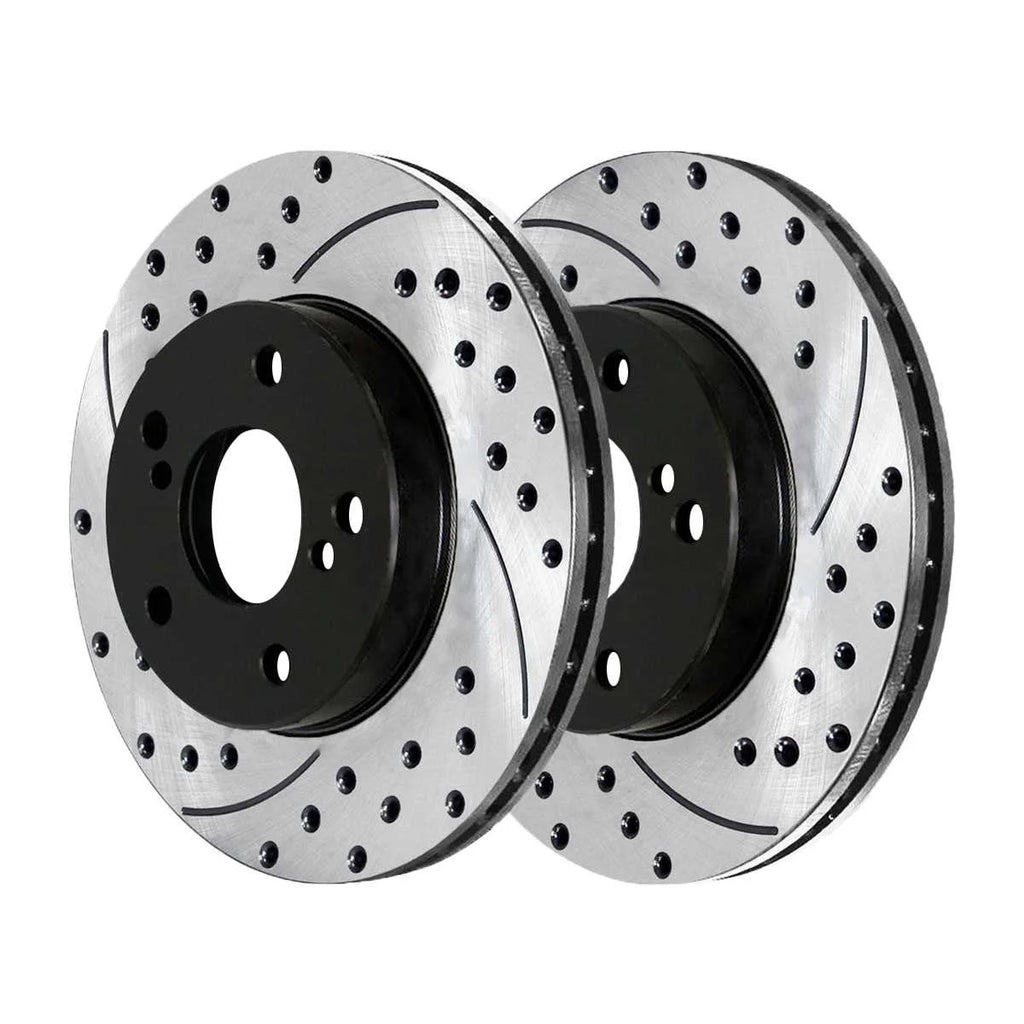 Front Wheel Bearing Hubs Drilled Slotted Rotors Black Ceramic Pads Kit X5905