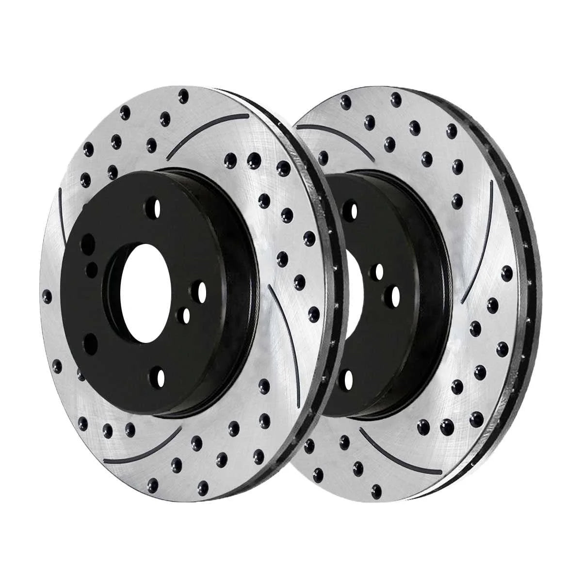 Front Wheel Bearing Hubs Drilled Slotted Rotors Black Ceramic Pads Kit X5905