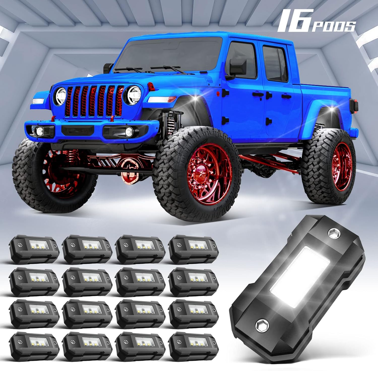 White 30 Pods Waterproof LED Rock Lights L5072