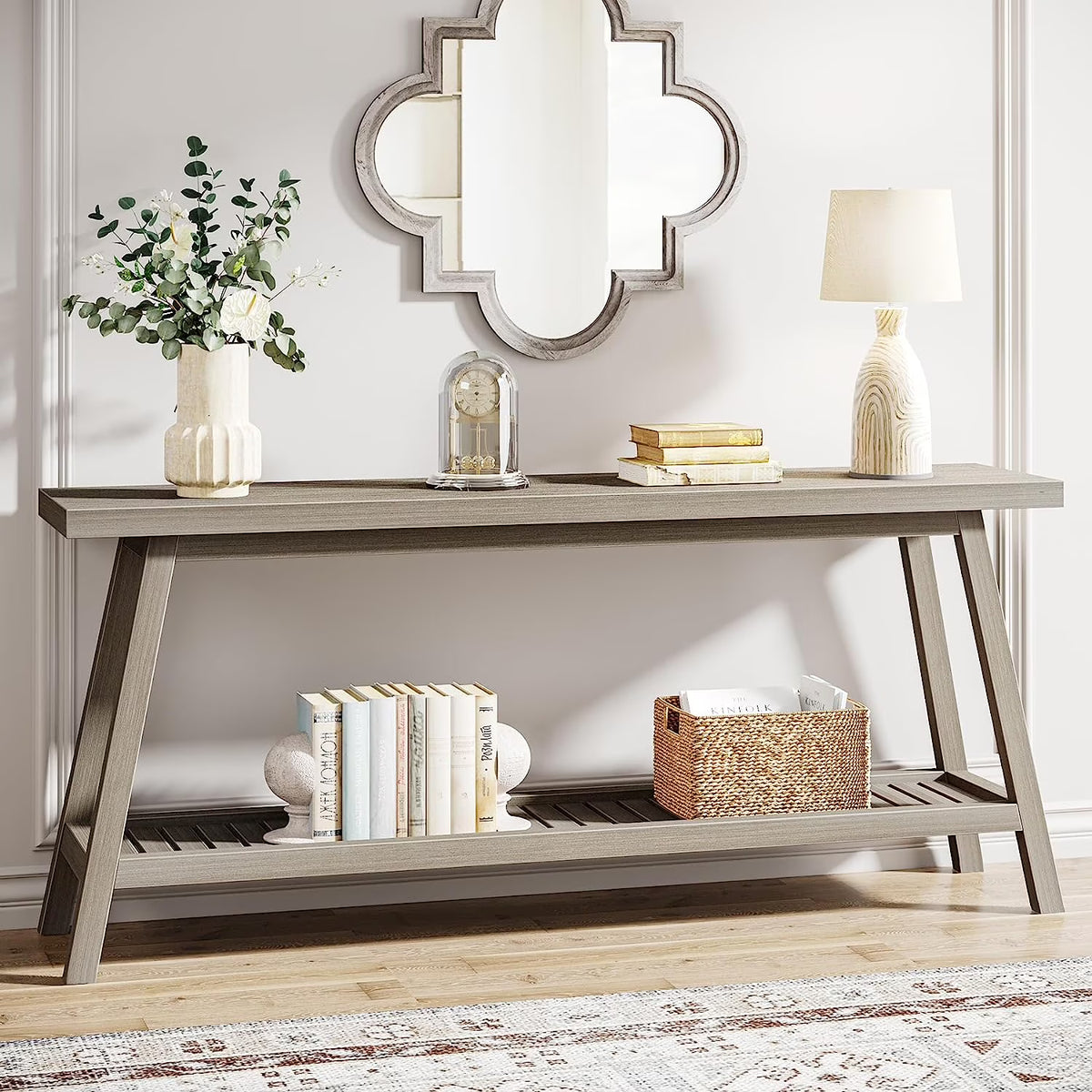 Grey Farmhouse Console Table U503567