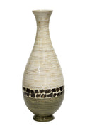 Distressed White Green Spun Bamboo Floor Vase F27490
