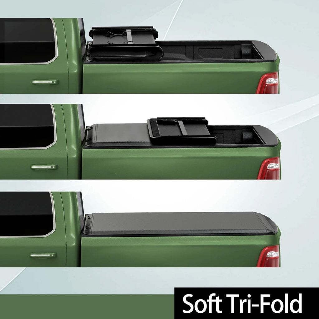 6ft Soft Tri-fold Truck Bed Tonneau Cover with led lamp H609