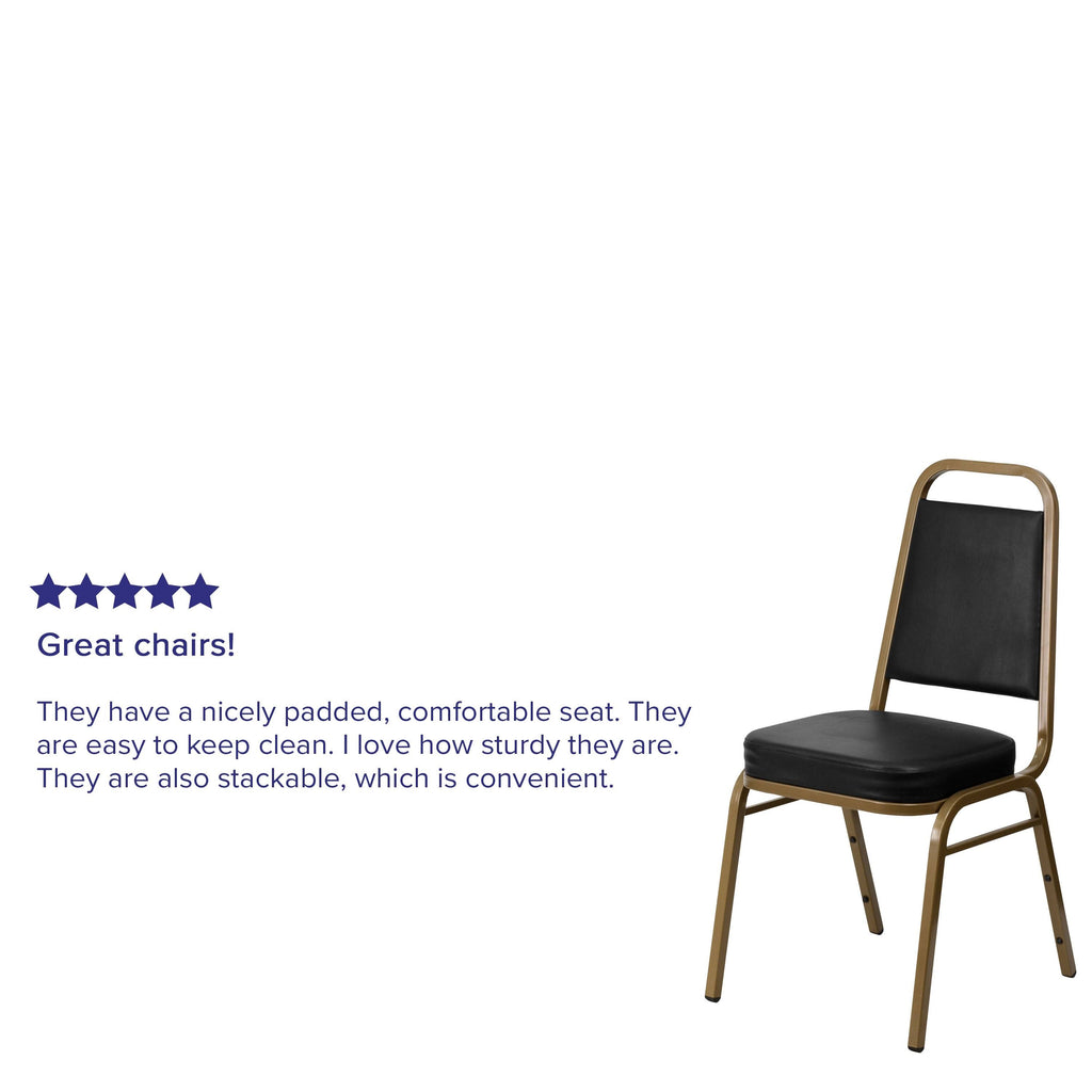 Black Vinyl Stacking Banquet Chair with Gold Frame I142929