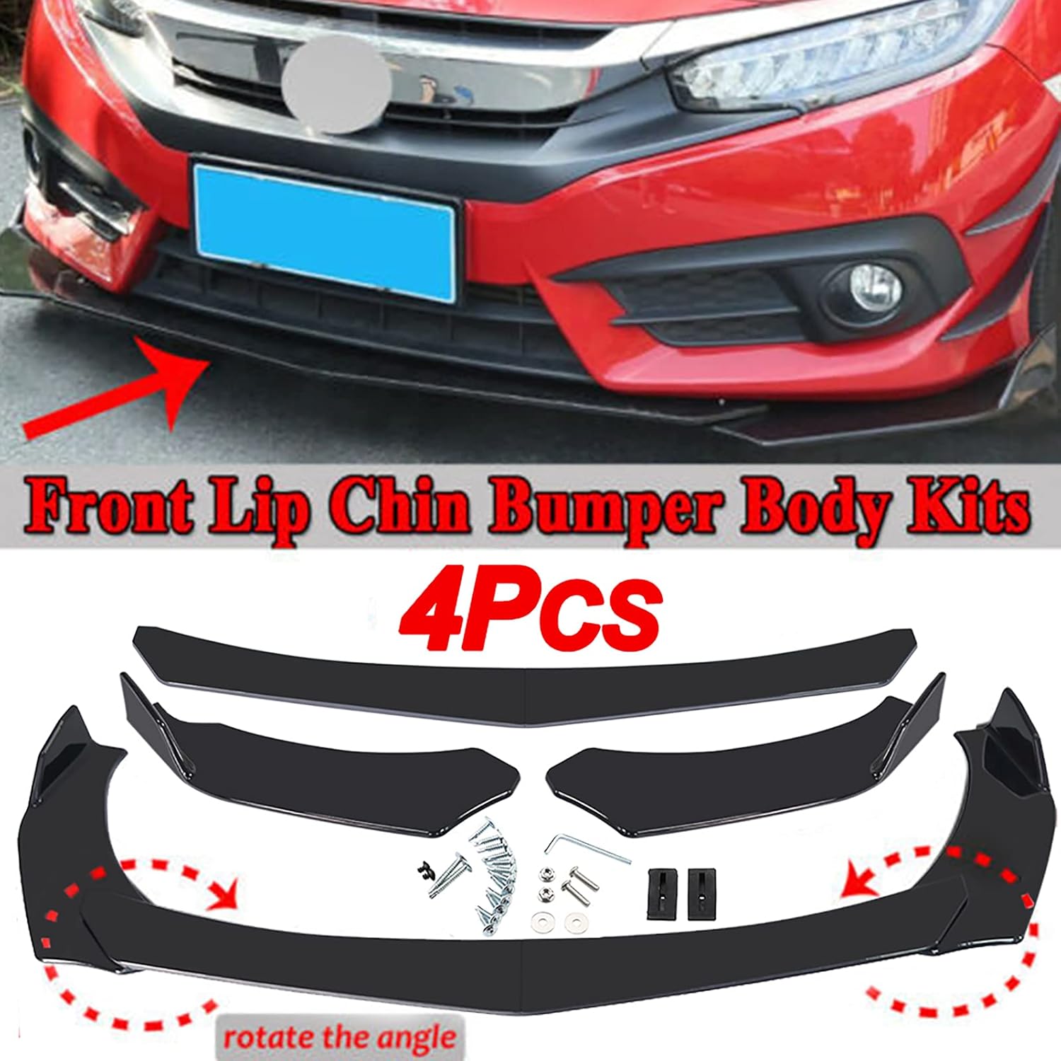 Universal Front Bumper Lip Chin Spoiler PP Pack of 2 H84313