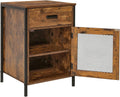 Rustic Brown End Table with Drawer and Mesh Door V549145
