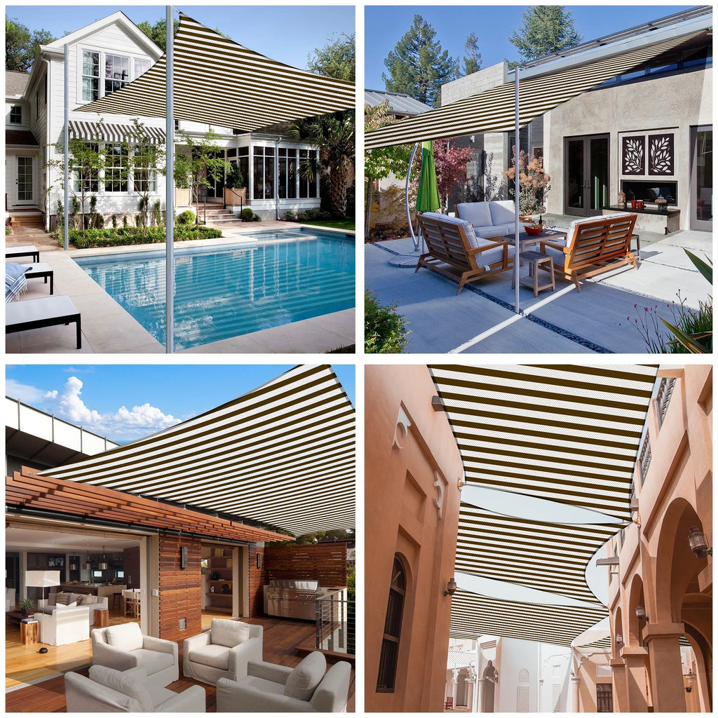 Coffee White Rectangle Sun Shade Sail I2847