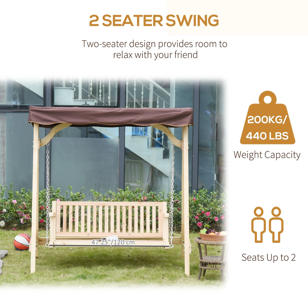 2-Person Outdoor Porch Swing with Wooden Stand E857