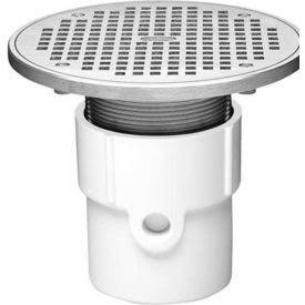 4x22 ABS Adjustable Pipe Fit Drain with 6 Cast Nickel Grate and Round Top M52362