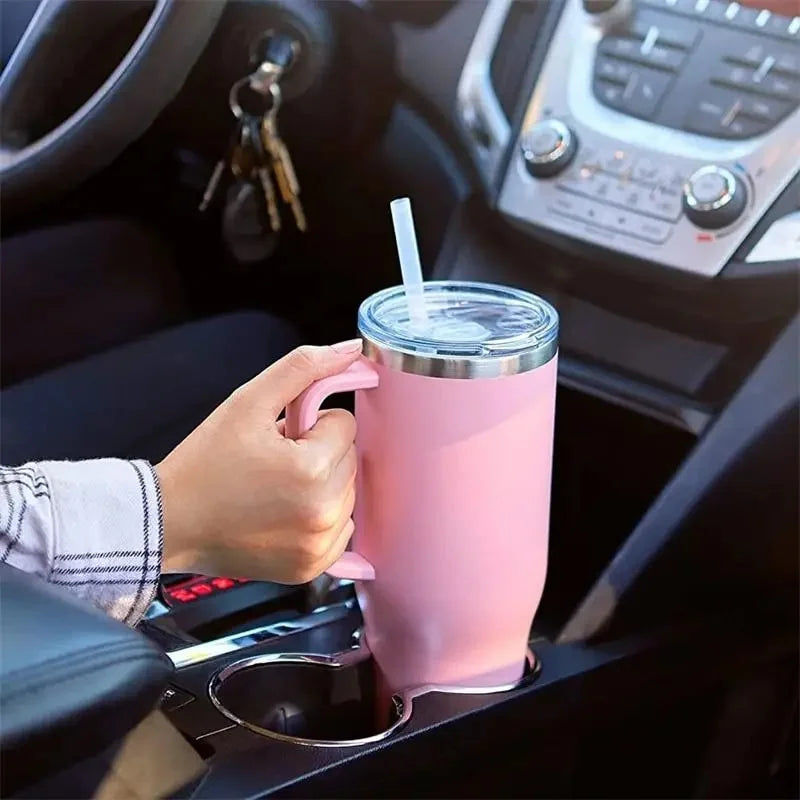 40oz Stainless Steel Insulation Cup With Handle Light Pink J5091