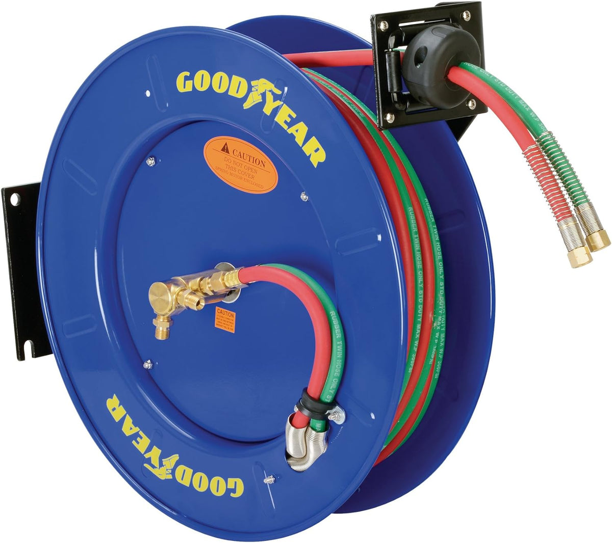Retractable Twin Oxygen Acetylene Rubber Hose Reel, 1/4" x 50', 300PSI X448