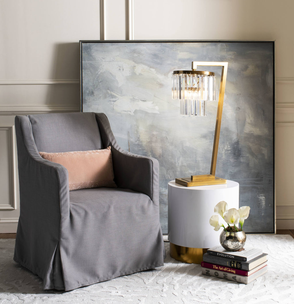 White/Gold Round Side Table Z7873