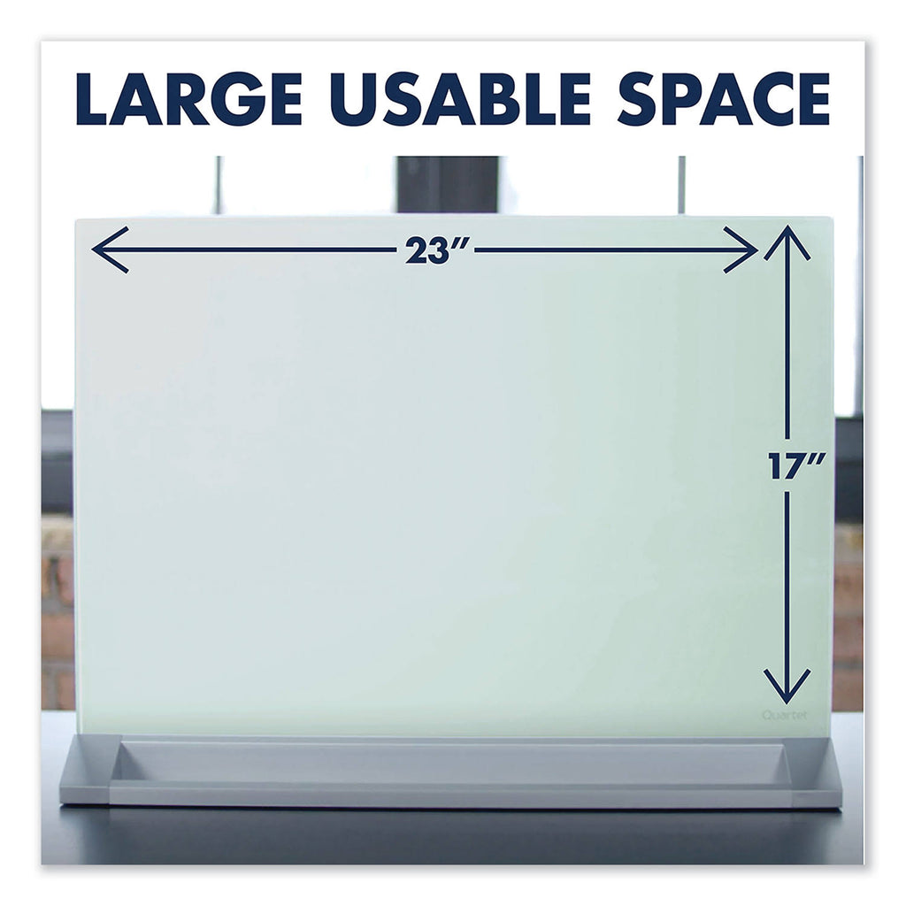 Whiteboard Desktop 17.01 in x 22.99 in Glass Magnetic Double-Sided X687278