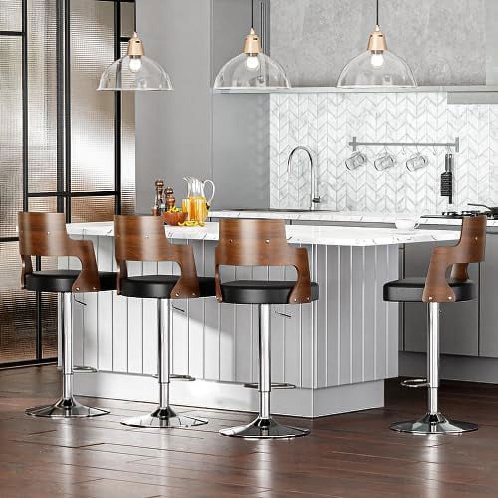 Brown PU Leather Adjustable Swivel Counter Height Stool Set of 2 B7778