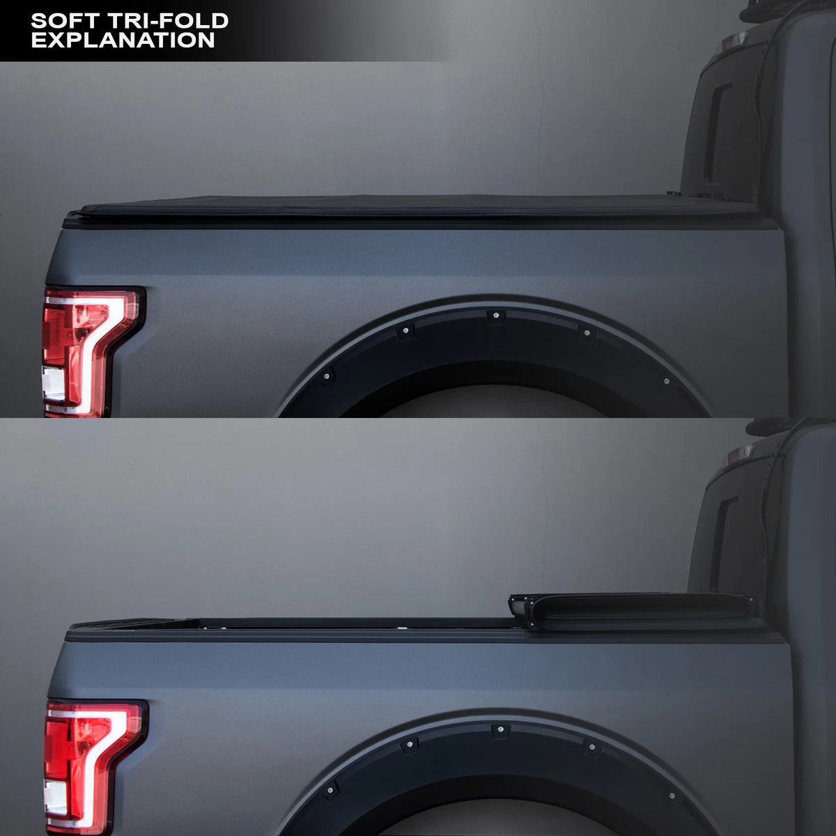 Soft Tri-Fold Tonneau Cover with Truck Bed LED Lights P645