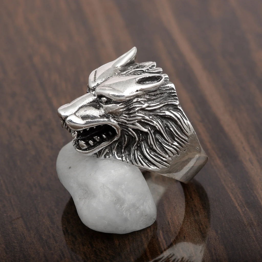 Oxidized Plating Sterling Silver Biker Ring P420953