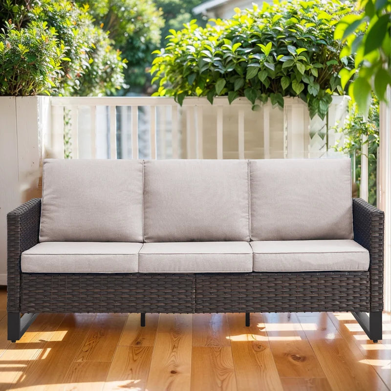 Beige 3-Seat Patio Sofa with Cushions Z707947