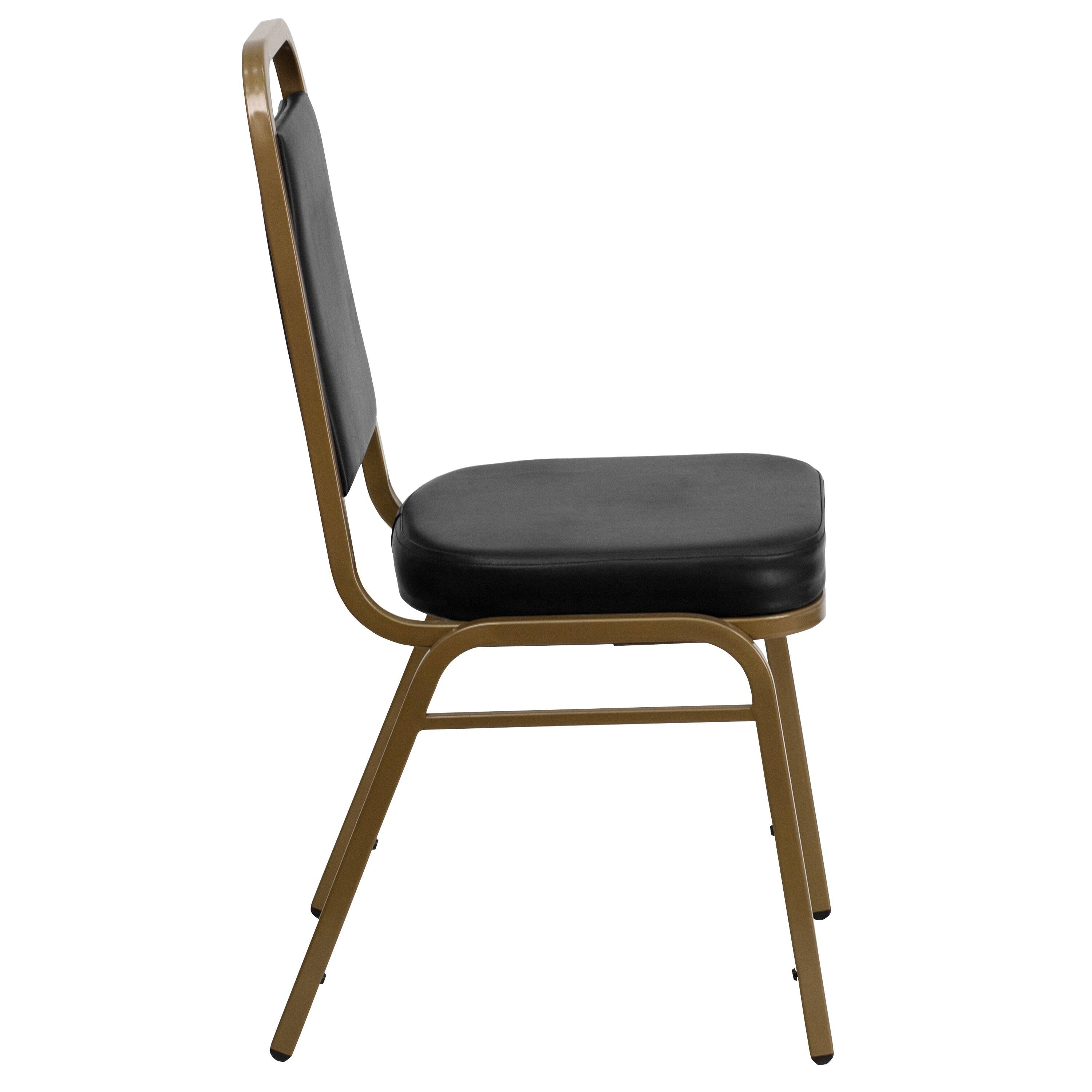 Black Vinyl Stacking Banquet Chair with Gold Frame I142929
