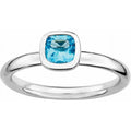 Sterling Silver Blue Topaz Ring J1028