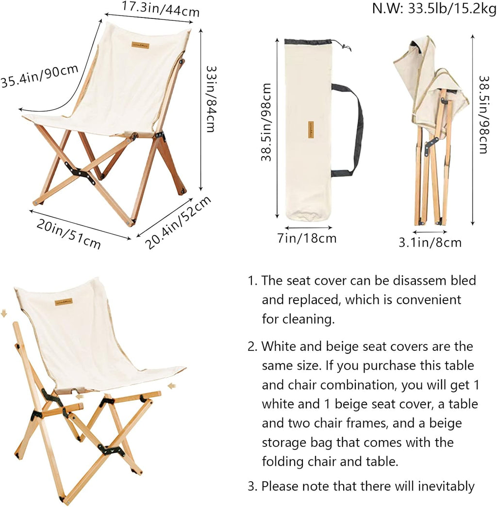 Solid Wood Folding Camping Table and Chair Set (Beech) P491136