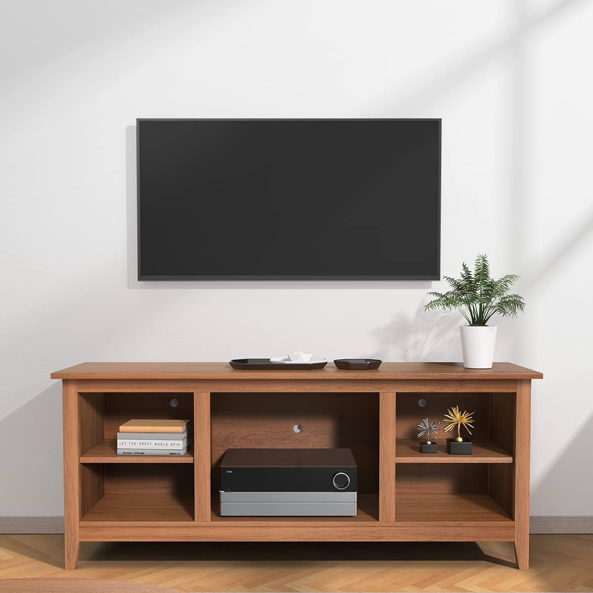 Brown Wood TV Stand with Barn Door E323320