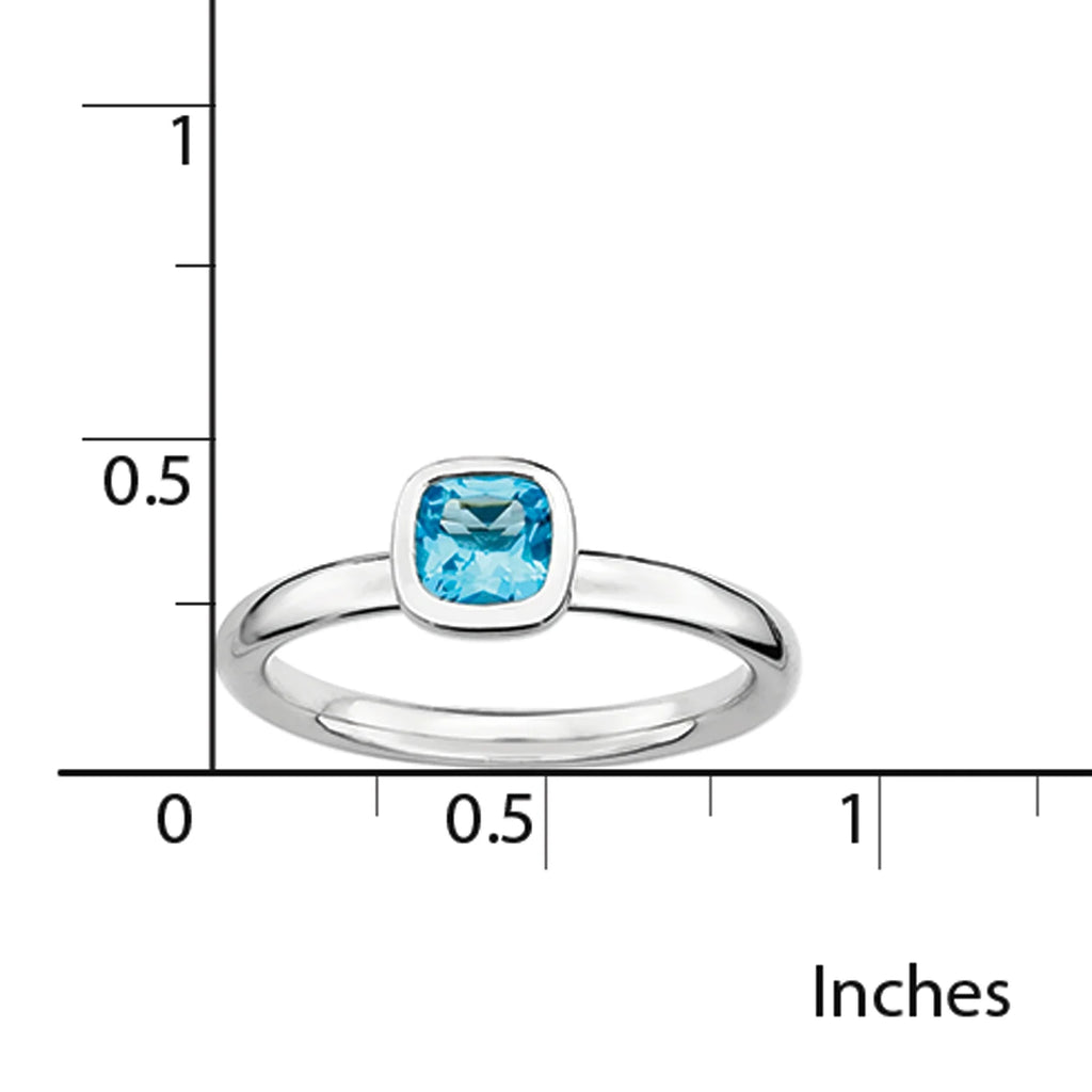 Sterling Silver Blue Topaz Ring J1028