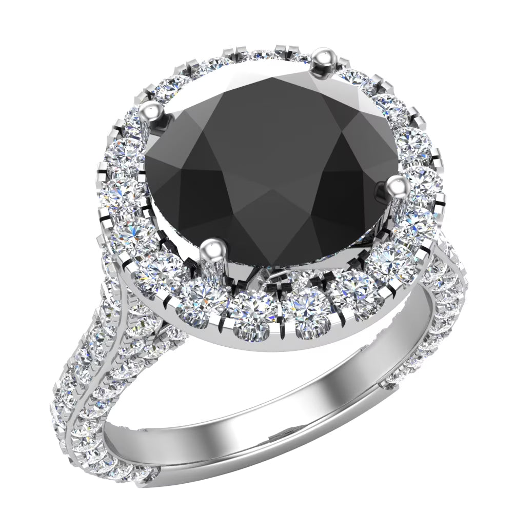 18K White Gold Halo Engagement Ring 5.50 Carat Q3581