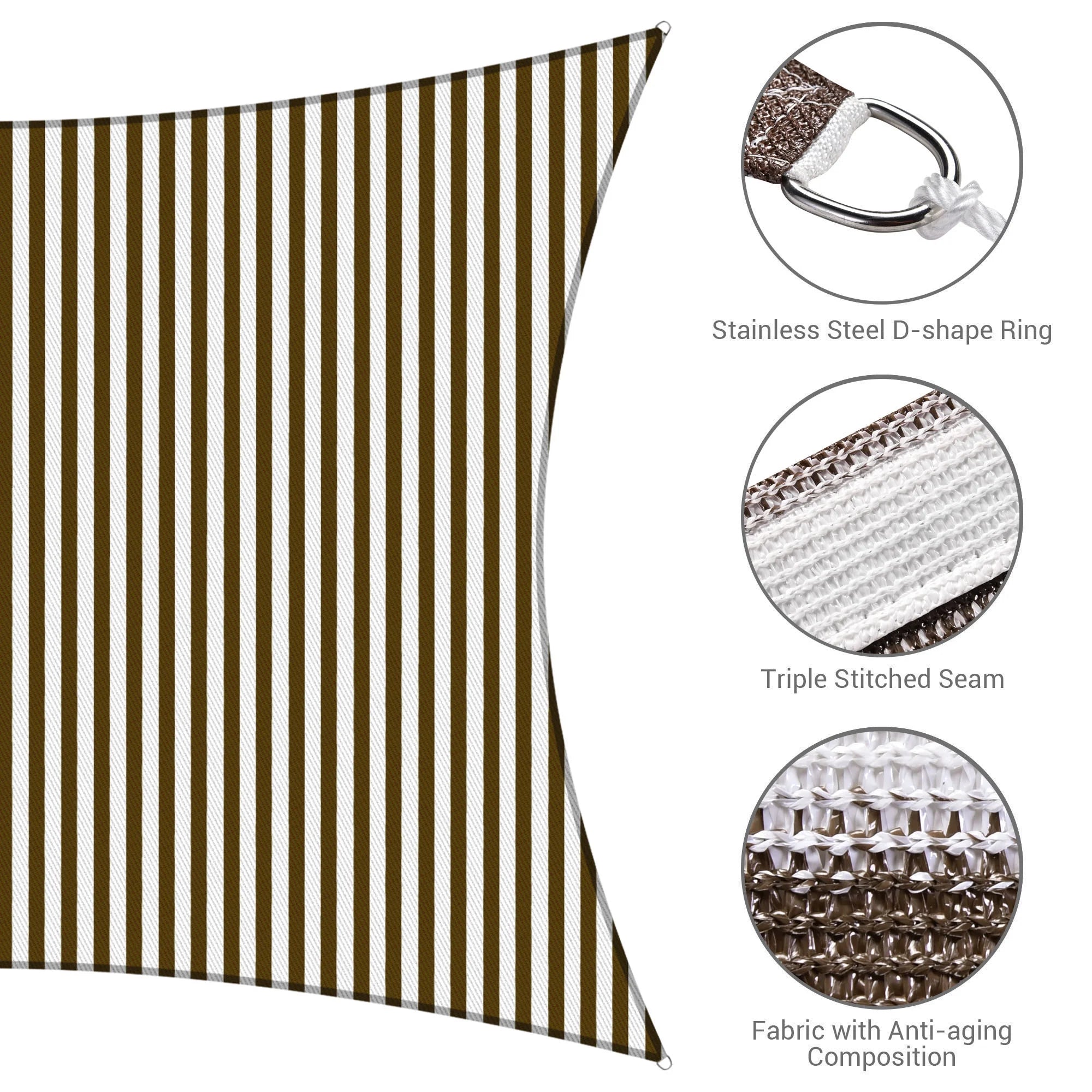 Coffee White Rectangle Sun Shade Sail I2847