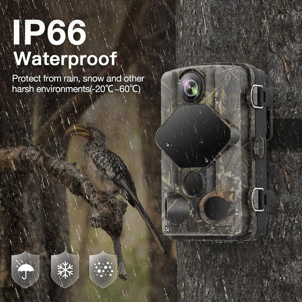 4K 24MP Night Vision 82ft Motion Activated IP66 Waterproof Trail Camera Q887343
