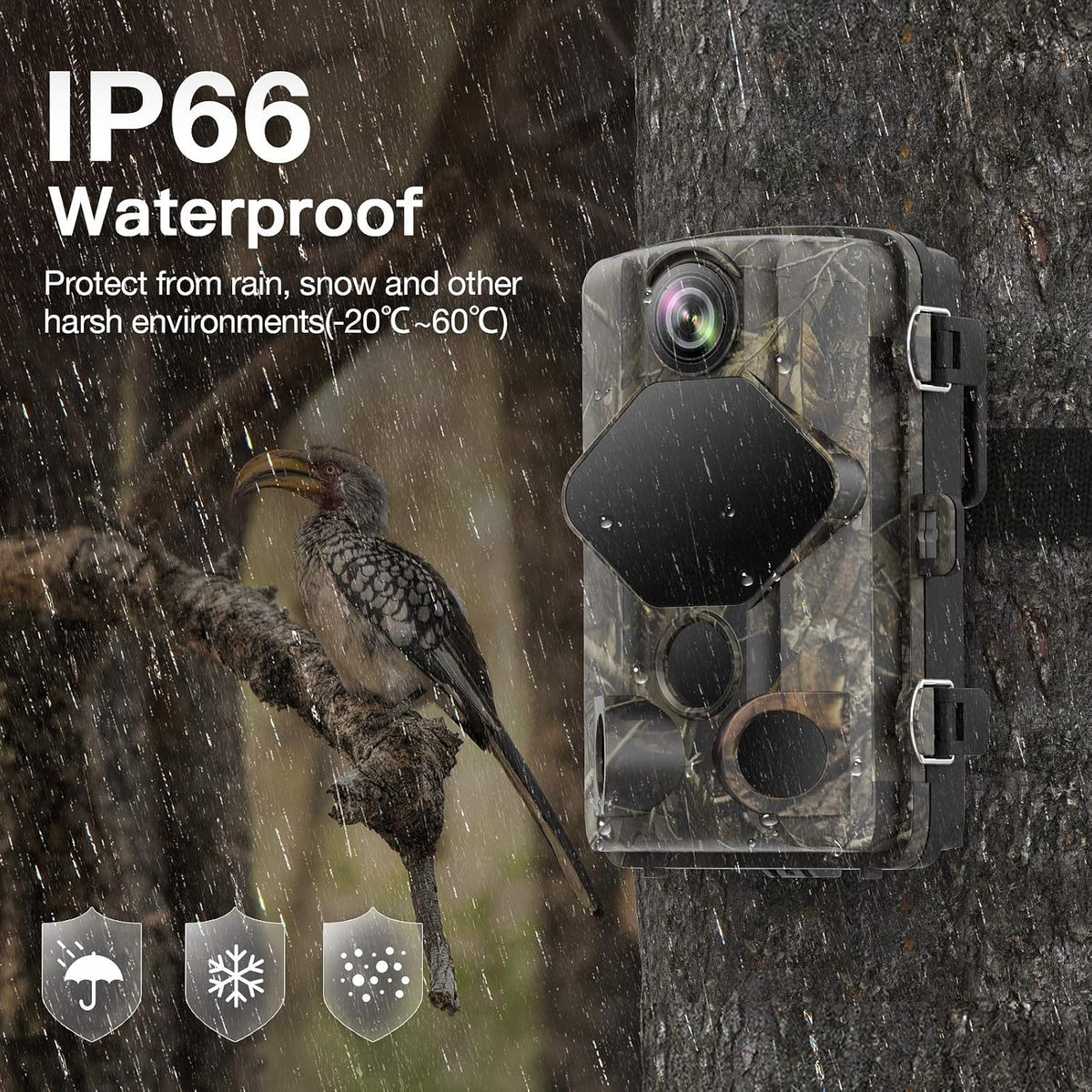 4K 24MP Night Vision 82ft Motion Activated IP66 Waterproof Trail Camera Q887343