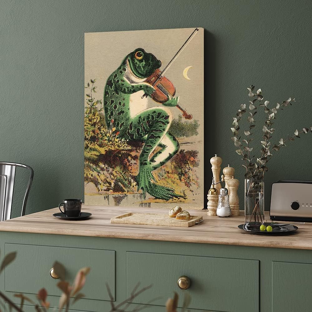 Banjo Frog Art Poster Canvas Painting Wall Art Picture B494