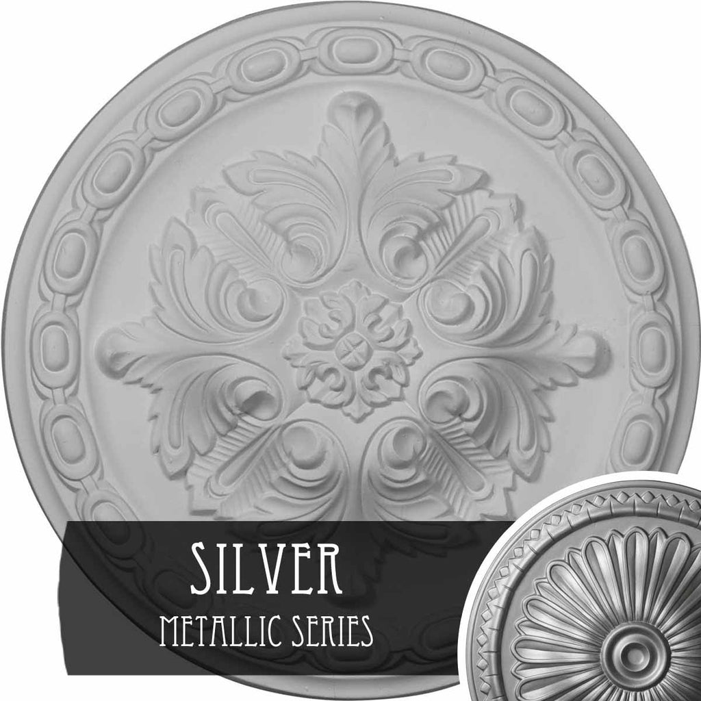 Acanthus Ceiling Medallion, Hand-Painted Silver V1483