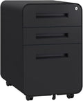 Black 3 Drawer Locking Rolling File Cabinet O277140