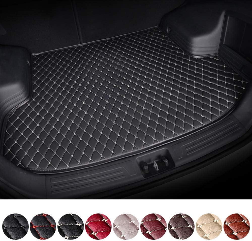 Black & Beige Waterproof Non-Slip Leather Trunk Mat Pack of 2 E841179