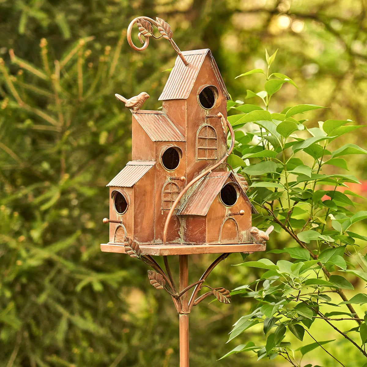 Large Copper Colored Multi-Birdhouse Stakes C806