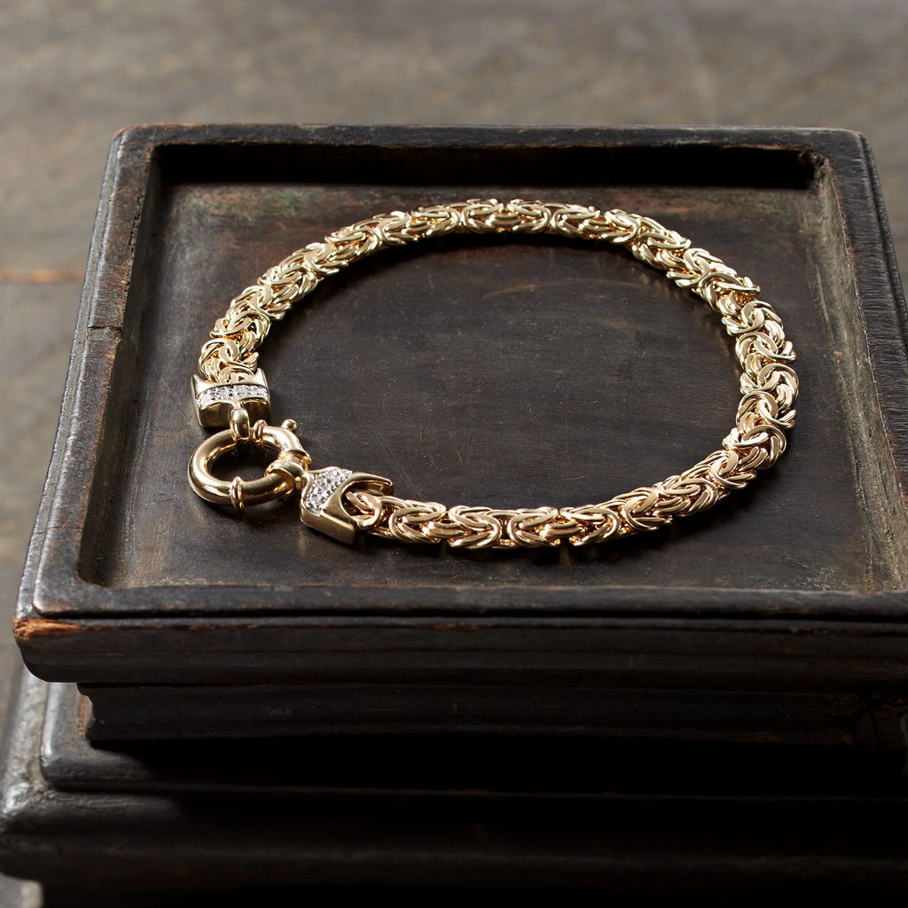 14kt Yellow Gold Byzantine Bracelet With Diamond Accents D807781