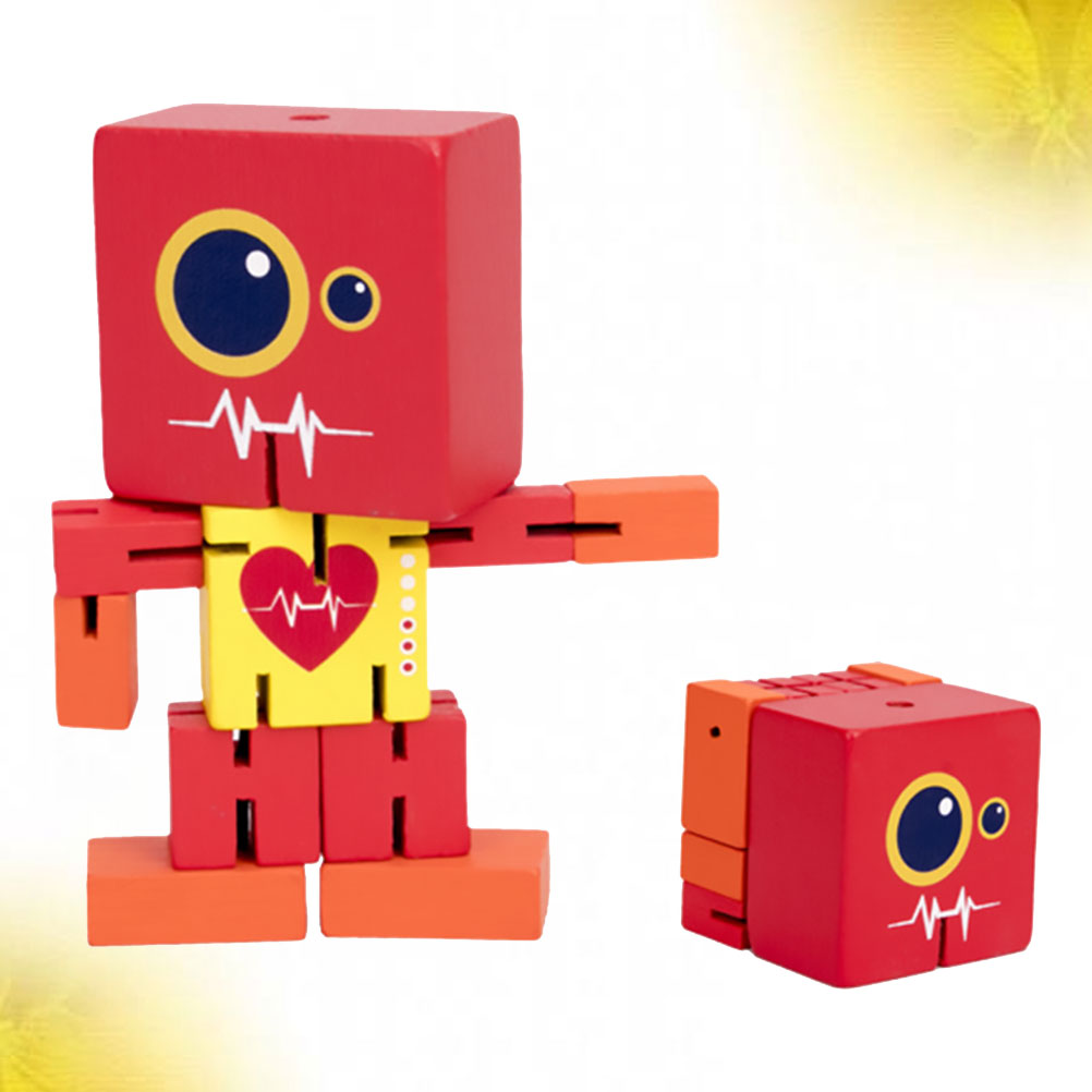 Red Wooden Robot Puzzle Toy C393726