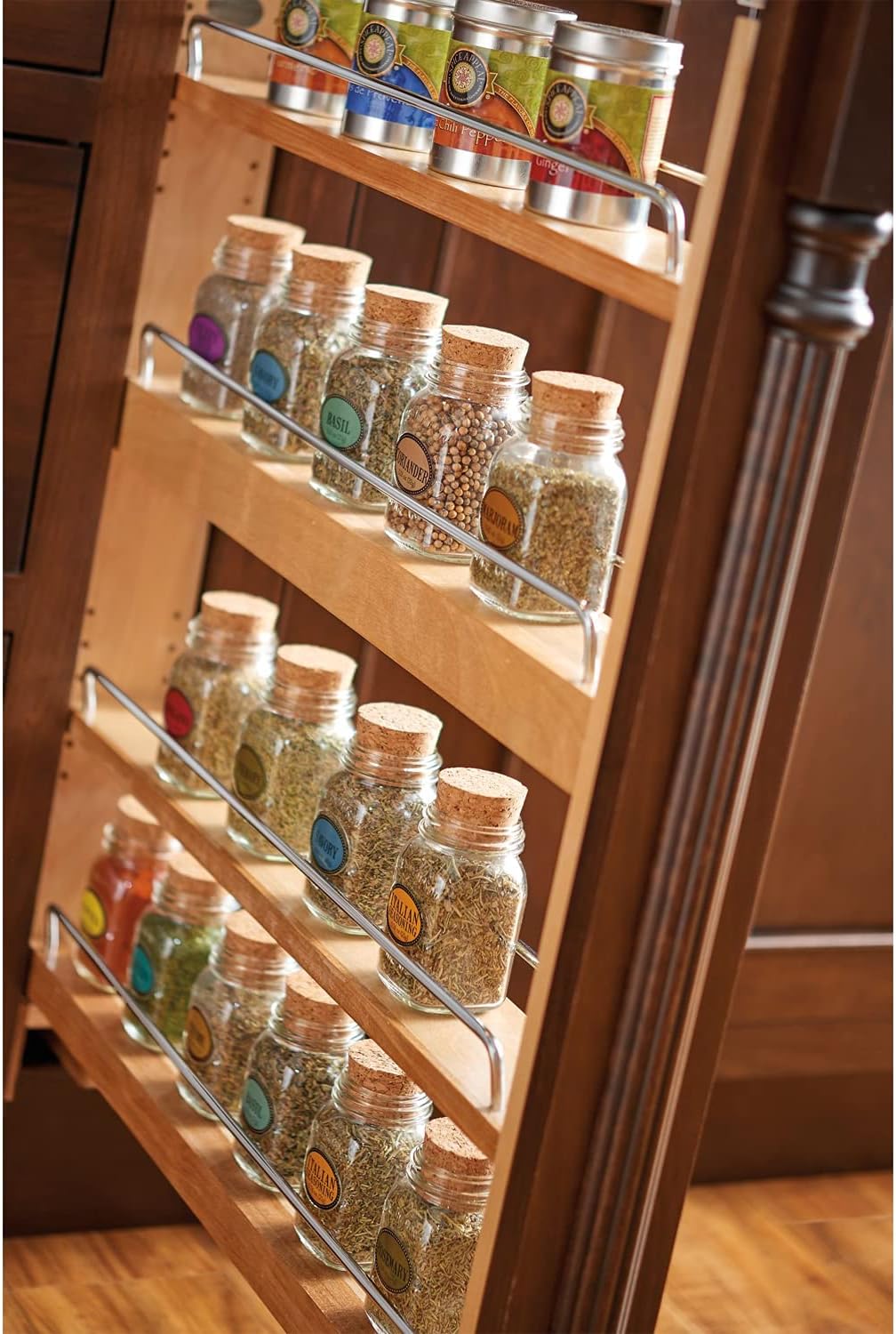 3 Wood Base Cabinet Pullout Filler Organizer with Adjustable Shelves B120683