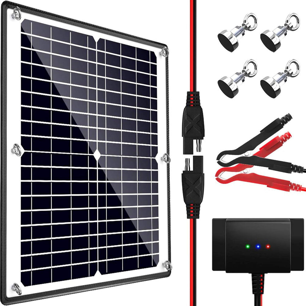 Solar Panel Kit 12V 20W Magnetic Charge Controller Waterproof Solar Battery Charger Maintainer Trickle Charger Alligator Clip R29784