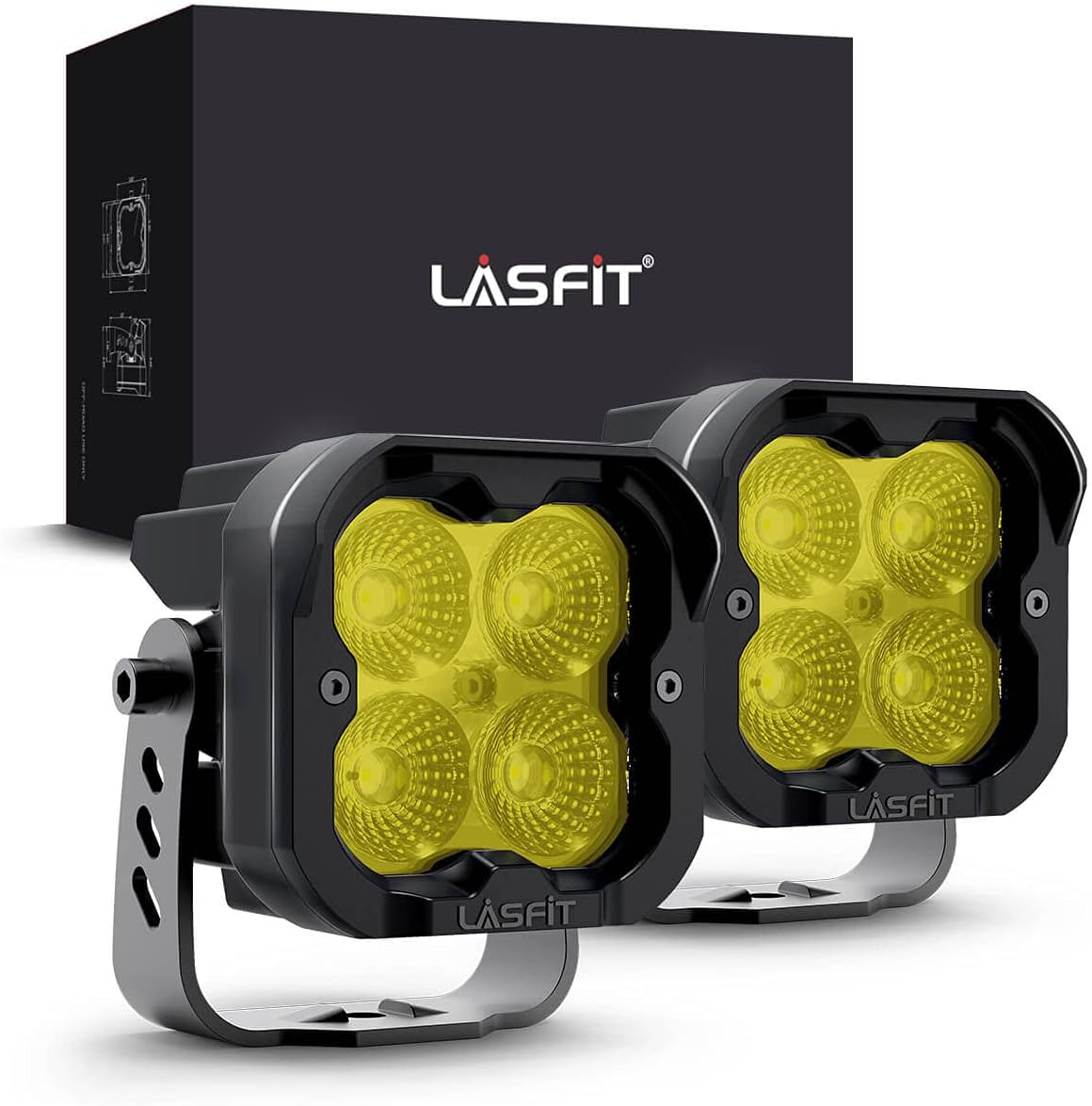 2 Pcs 3inch 18w Flood Yellow LED Light Pods R16071