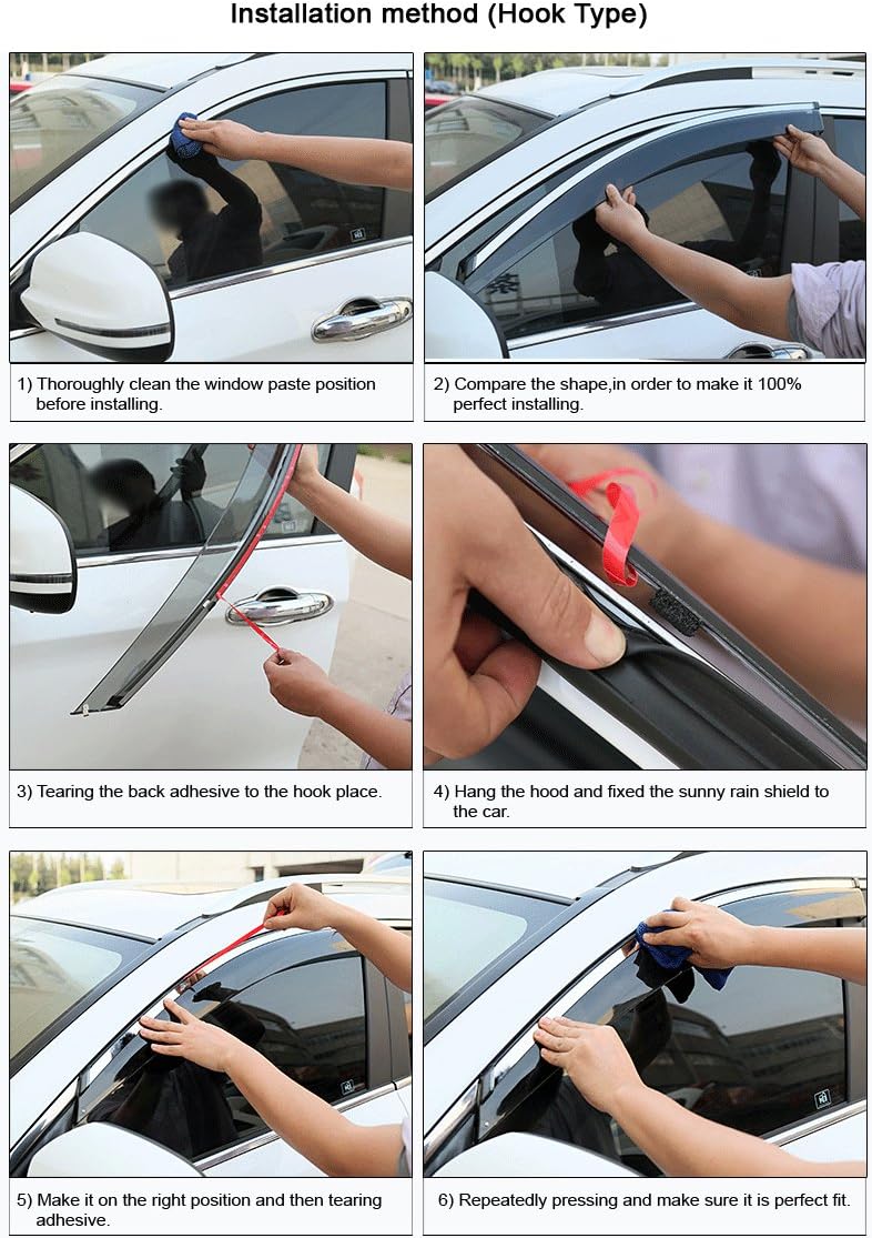 Car Window Visor Vent Shade Deflector Sun/Rain Guards Pack of 2 R267206